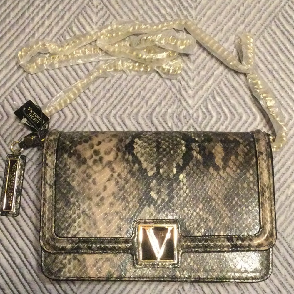 Victoria Secret vegan snake embossed leather shoulder bag for women